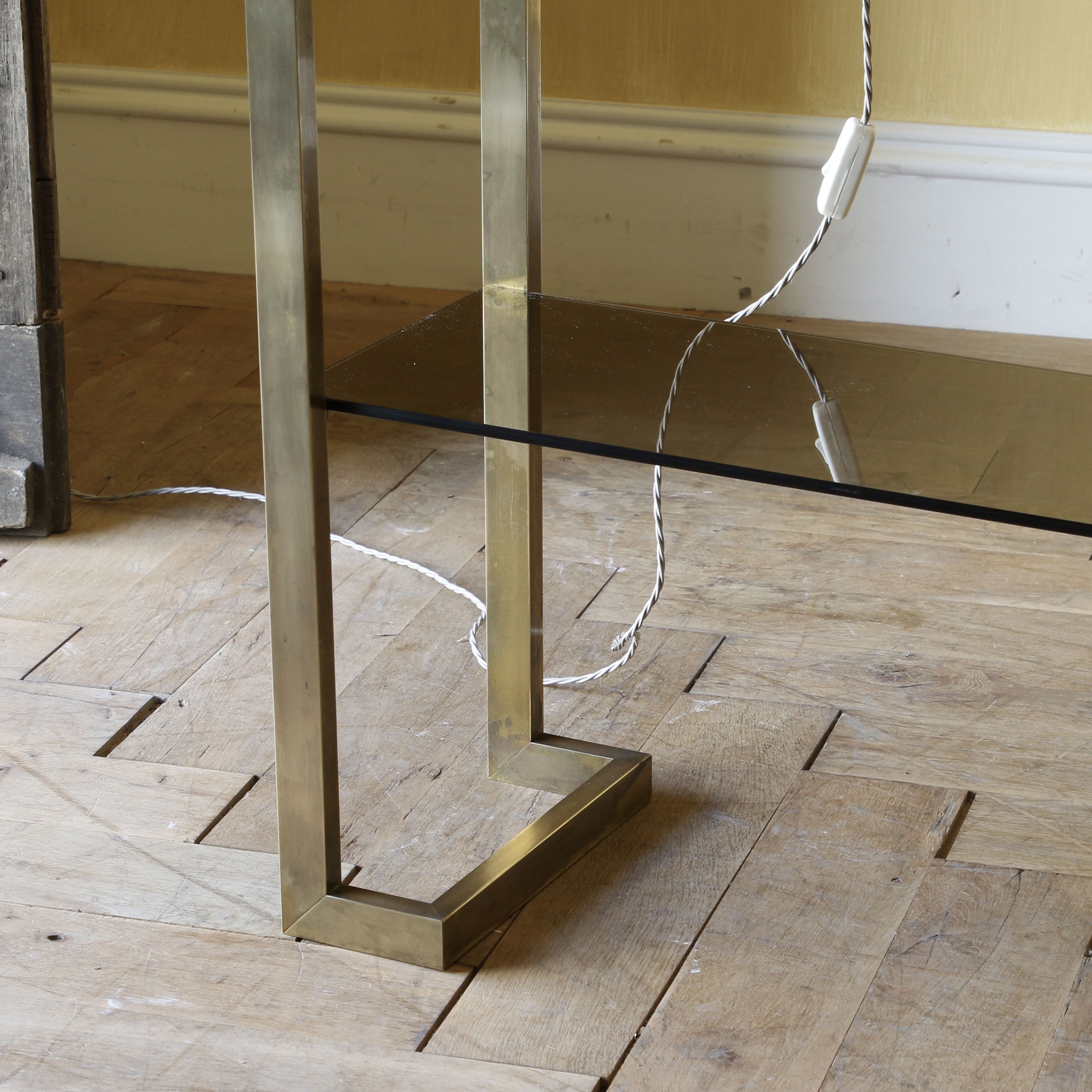 Brass Console with Smoked Glass